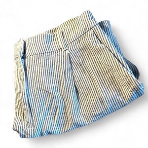 JOE FRESH L Womens Shorts Charcoal Grey Ivory Striped Belt Loops Pockets Zipper